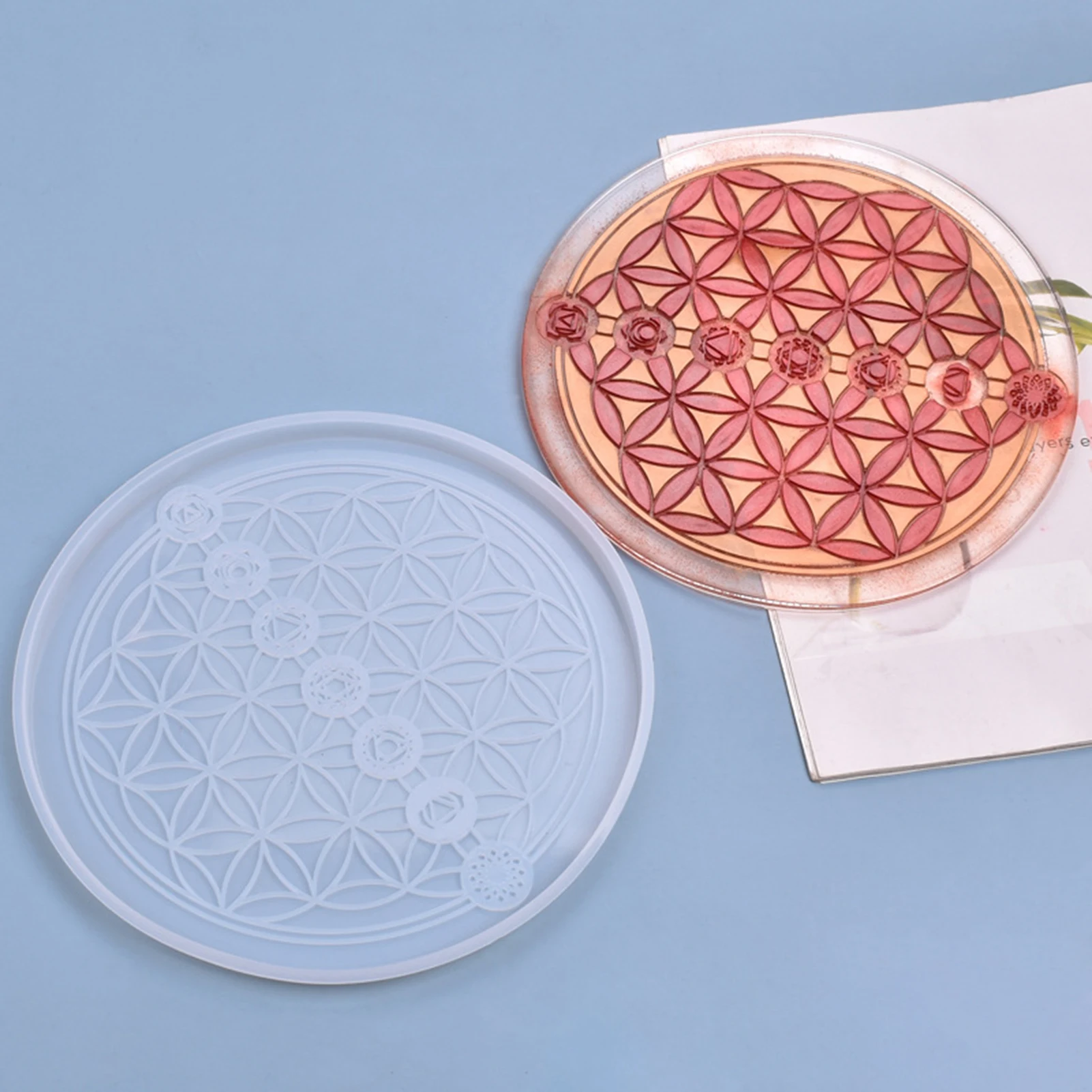 

Tarot Divination Mat Resin Mold Silicone Mould Flower of Life Coaster Epoxy Resin Mold for Craft Coasters Cup Mat Candle Holder