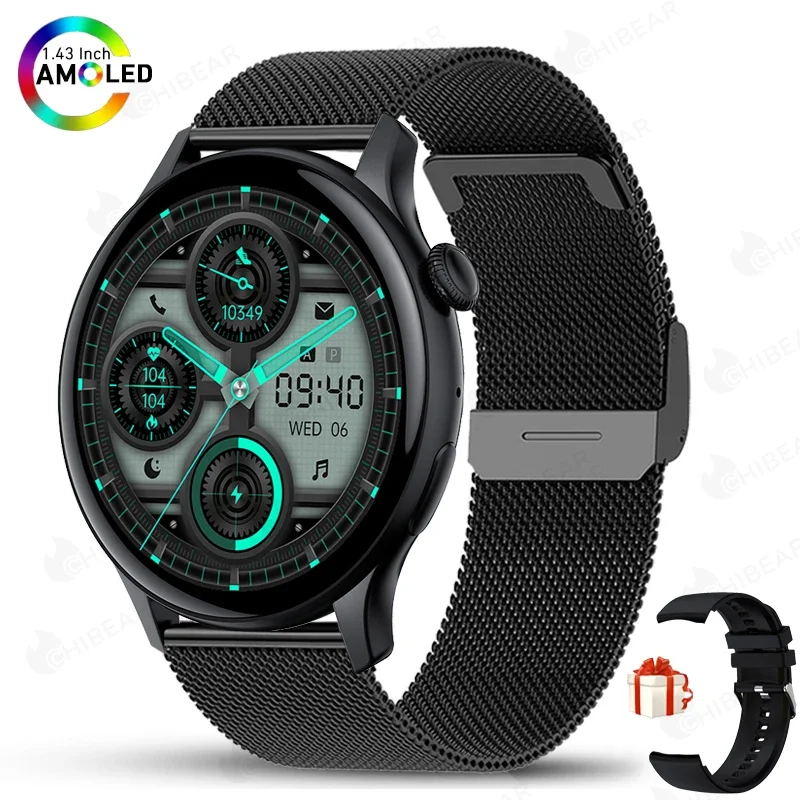 

1.43 Inch AMOLED Screen Smart Watch Women Voice Assistant IP68 Waterproof Bluetooth Call Smartwatch Men Sleep Monitor Sports New