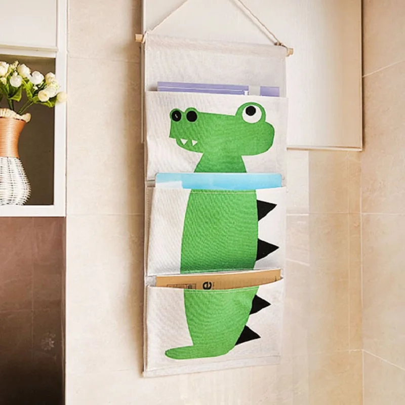 3 Large Pockets Cartoon Animal Wardrobe Storage Hanging Bag Sundries Jewelry Organizer Box Wall Pouch Cosmetics Toys Bag 4