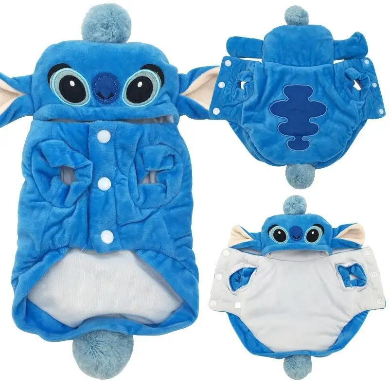 

Miniso Stitch Pet Clothing Anime Kawaii Cartoon Fashion Warm Soft Comfortable Durable Plush Autumn Winter Design Christmas Gifts