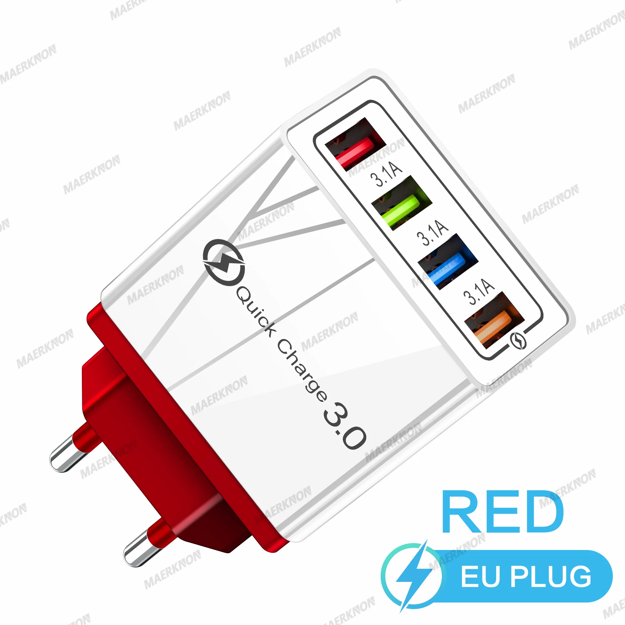 ตัวเลือกสินค้า อะแดปเตอร์ชาร์จ USB 4 พอร์ต ชาร์จเร็ว รองรับ Quick Charge 3.0