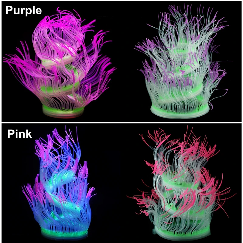 New Flexible Style Silicone Aquarium Coral Anemone Decoration Artificial Fish Tank Sea Anemone Ornament Glowing In Light