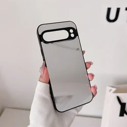 Luxury Makeup Mirror Phone Case with Shockproof Black Edge and Reflective Back Cover - Google Pixel 6A (Mirror)