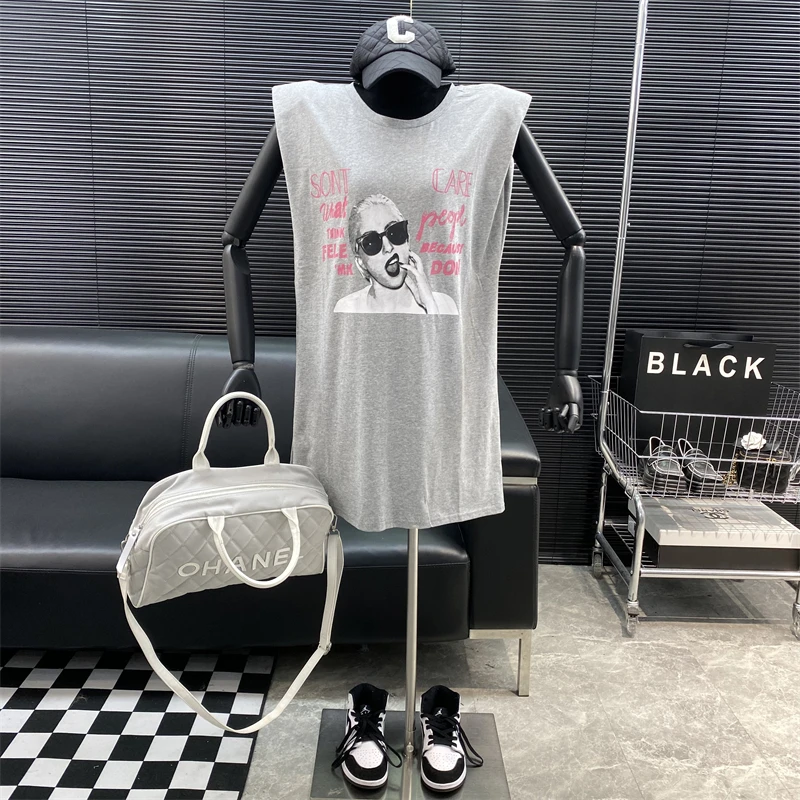 

Новинка 2022, модная дизайнерская футболка от известного бренда, молодежная и живая Футболка с принтом букв, топ без рукавов с круглым вырезом