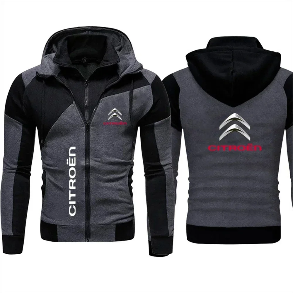 Car Logo Citroen Men's Double Zipper Jacket Harajuku Fashion Windproof Jacket Outdoor Fishing and Mountaineering Top 2