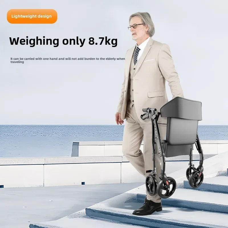Walking Stick with Seat Transport Chair for Seniors Folding Rolling Walker Wheelchair Wheels Combo & Aluminum Mobility Walkers 5
