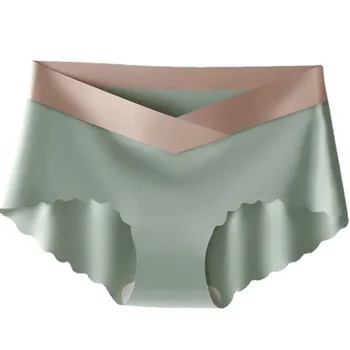 Summer Thin Ice Silk Cool Seamless Maternity Panties V Low Waist Belly Underwear for Pregnant Women Chic Ins Pregnancy Briefs