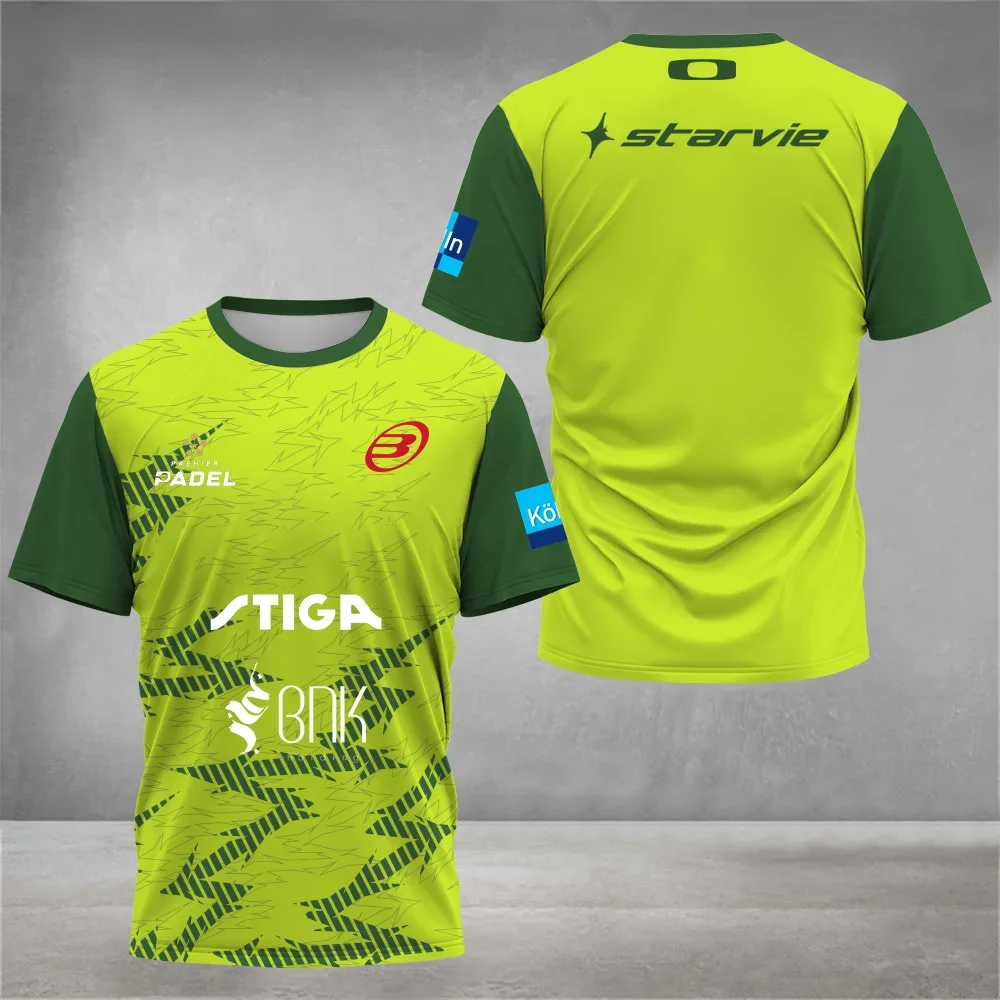 Breathable Men's Padel Clothing 3D Printed Quick Dry Short Sleeve Jerseys Casual Loose Tennis Sports Crew Neck T-Shirt Top