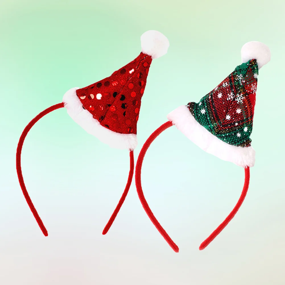 

2pcs Christmas Headbands with Christmas Santa Hat Hat Sequin Xmas Headbands Glitter Xmas Costume Hairband Hair Hoops Christmas
