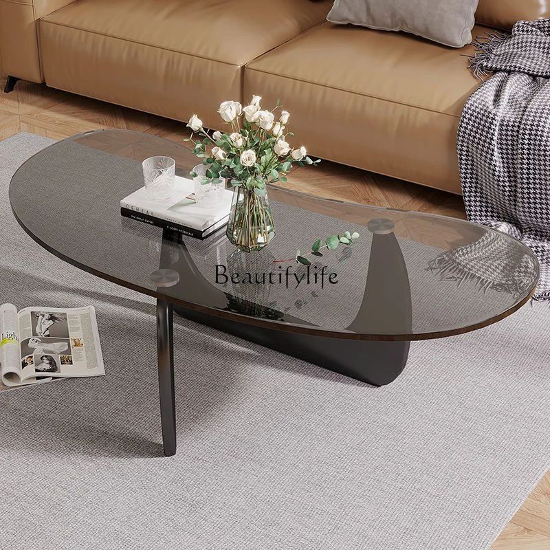 

Creative Table Small Apartment Tempered Glass Shaped Tea Table