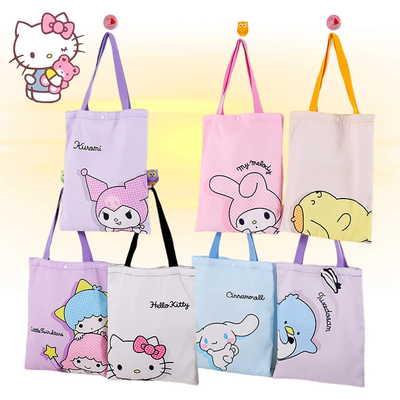 

Cute Sanrio Canvas Bag Kawaii Kuromi Hello Kittys Y2K Cinnamoroll Anime Student Shopping Bag Storage Handbag Toys for Girls Gift