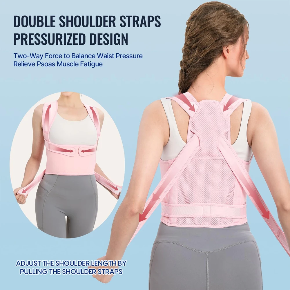 Back Brace & Posture Corrector for Women, Adjustable Back Straightener Posture Corrector Scoliosis Hunchback Correction Support 2