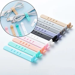 4Pcs/Set Mobile Phone Cable Winder Earphone Clip Charger Cord Organizer Management Silicone Wire Cord Fixer Holder Cable Belt