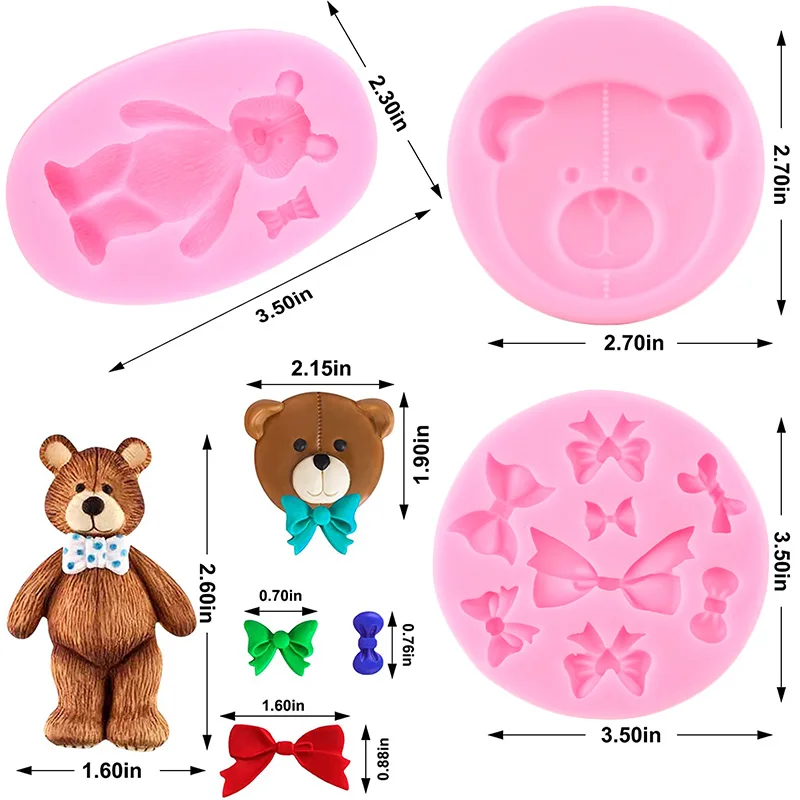 Bear Chocolate Molds Silicone, 3D Cute Breakable Bear Mold Candy Molds for  Cake Chocolate Bear Gummy Molds, Silicone Molds for Baking, Cocoa, Cake,  Jelly, Mousse, Desserts, Soft Candy 