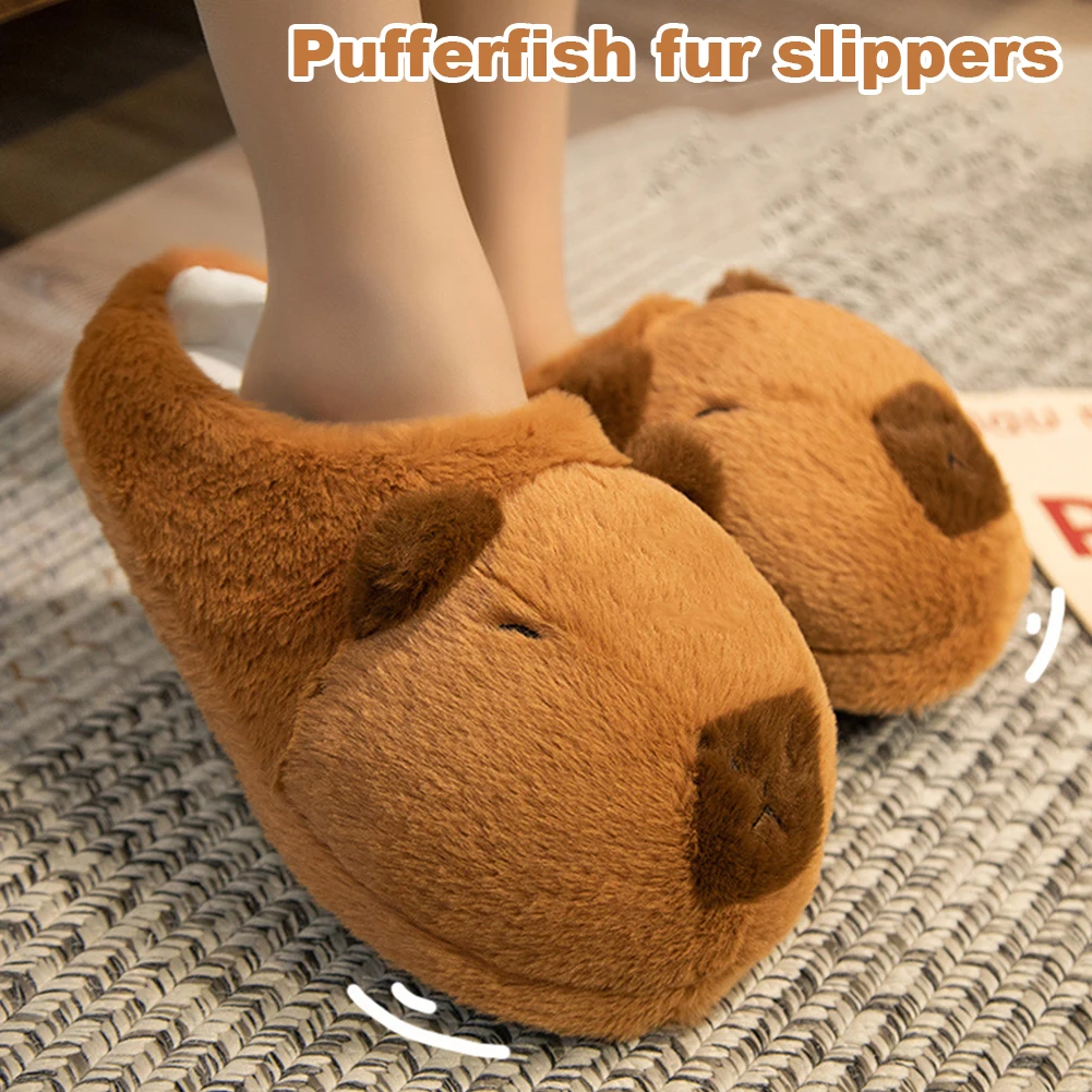 Soft Plush Capybara Slippers Anti Skid Winter House Shoes