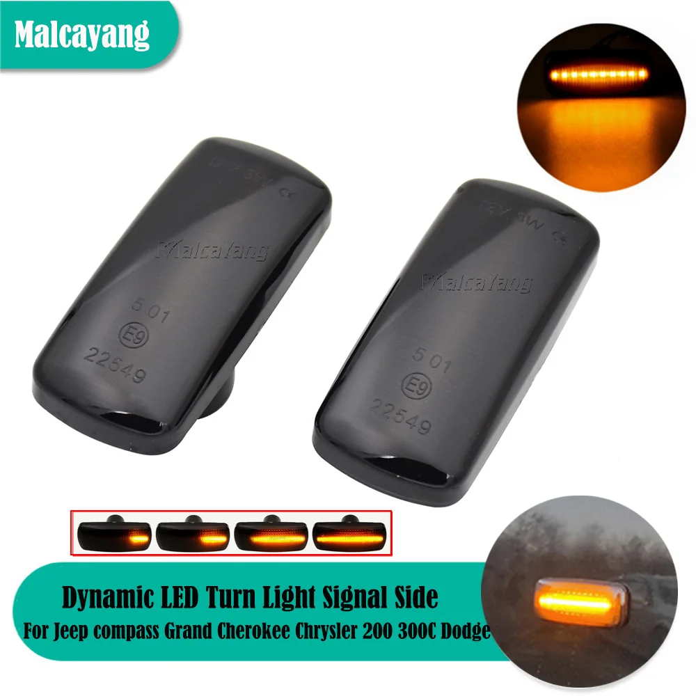 2Pcs Led Indicatore Di Direzione Laterale Dinamico Per Jeep Compass Grand Cherokee Chrysler 200 300C Dodge Avenger Lancia Flovia