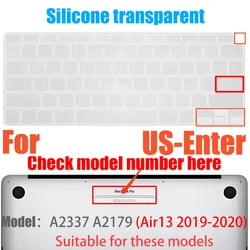 Ultra Thin Silicone Keyboard Protector for 13 - inch MacBook Air with Touch ID (US Clear A2337 G)