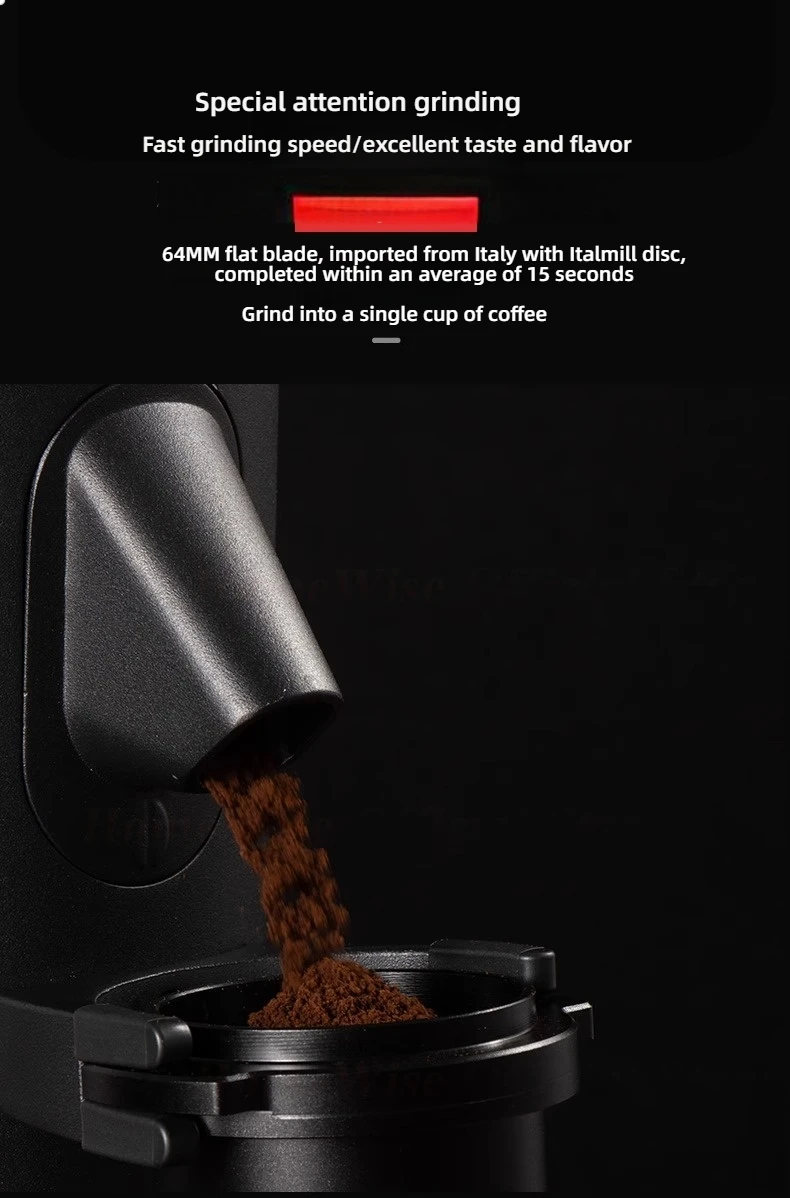 HomeWise T64 Variable Speed Coffee Bean Grinder Machine 64mm Flat Burr Espresso Coffee Grinder Single Dose Grinder Miller 6