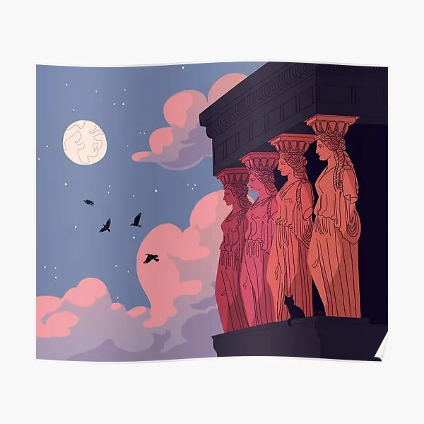 

Плакат Caryatids в сумерках, декоративная картина, забавная картина, украшение, художественная роспись, Современная винтажная настенная комната, печать без рамки
