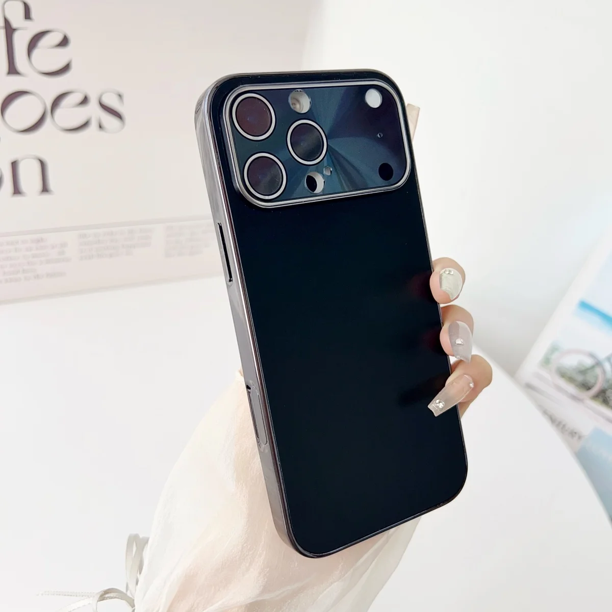 Premium Frosted Glass Camera Lens Protection Phone Case with Shockproof Design