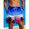 Palm Tree Pattern Beach Shorts Men Gradient 3D Printed Swim Trunks Summer Breathable Short Pants Loose Board Shorts Streetwear 5