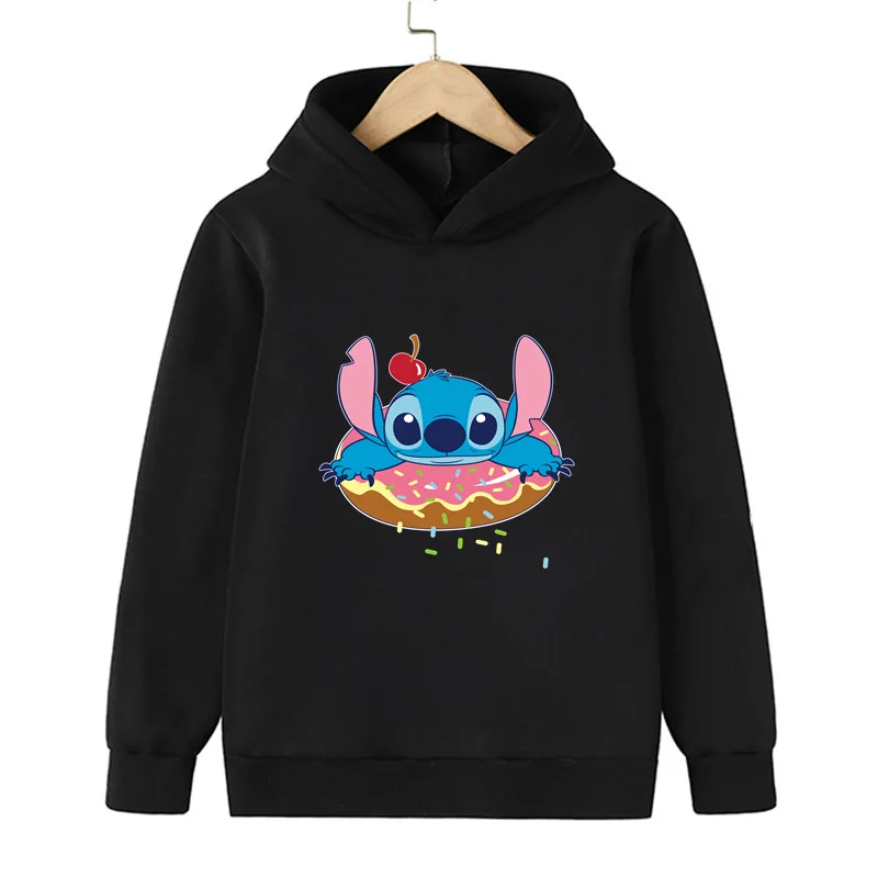 

Hoodie Disney Lilo Stitch Sweatshirt Boy Clothes Girl Clothing Children Top Warm 100-160 New Hoody Lovely Street Wear Hoodies