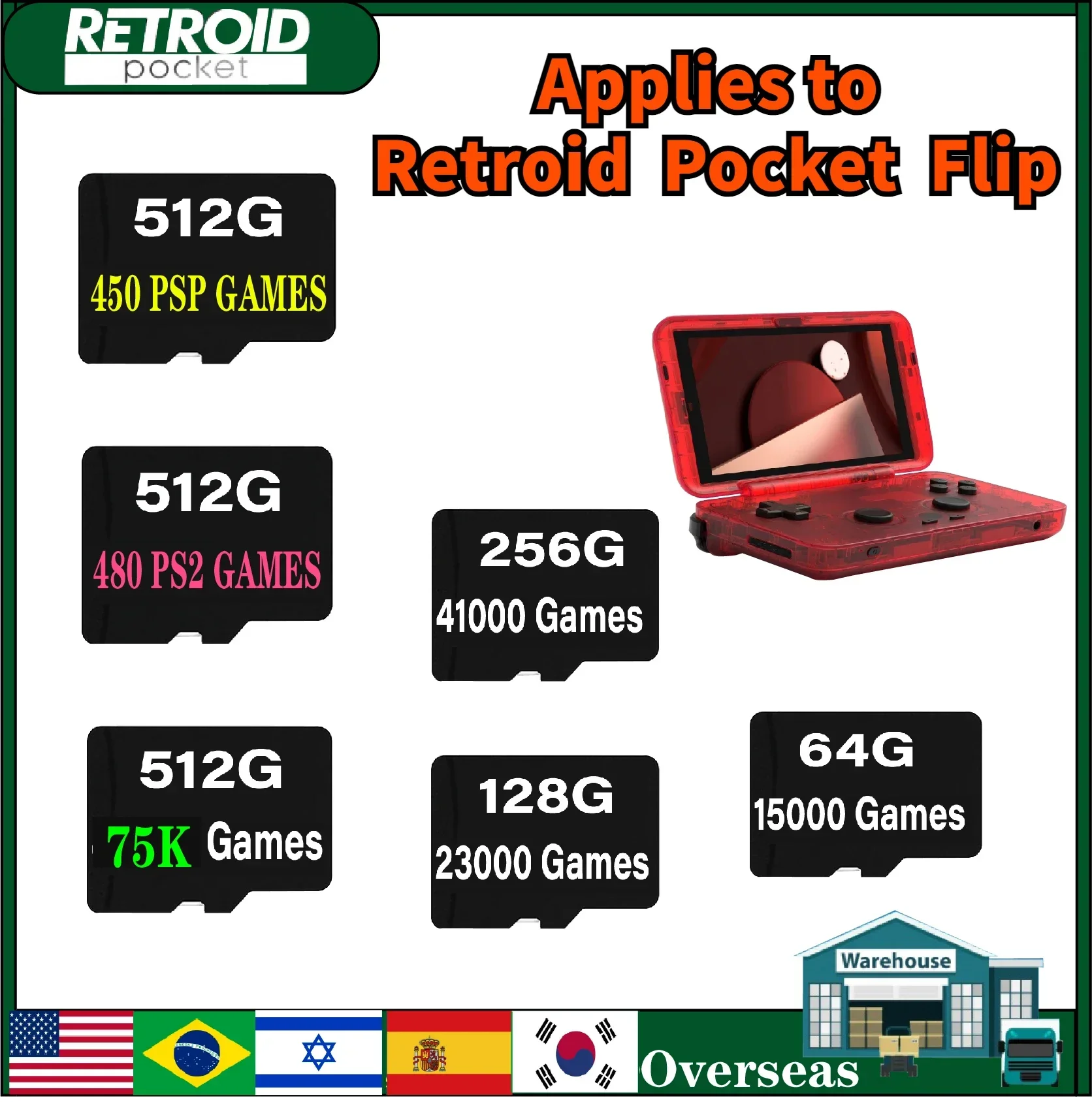 Per Retroid Pocket Flip Tf Card Tonnellate Di Giochi 75000 Giochi Tf Card Giochi Precaricati Psp Ps2 Giochi Retro Handheld Game Memory Card