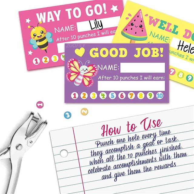 Reward Punch Cards, Motivational Cards