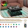 Black Marble Effect LED Coffee Table with 2 Layers of Storage Space, Modern Square Glossy Center Table, Wooden 20 Color Lighting 3
