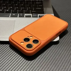 Suede Matte Solid Leather Shockproof Phone Case with Soft Silicone Rubber - iPhone 14 Pro (Orange)