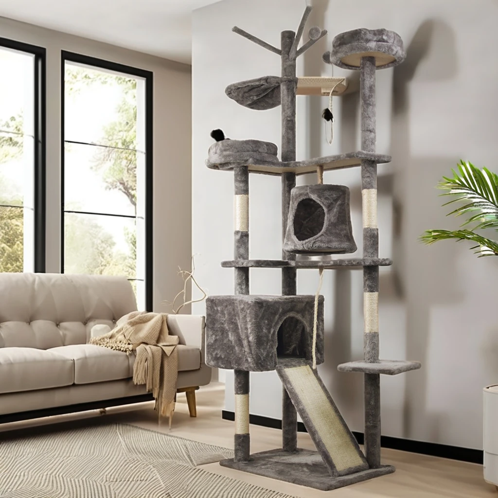 High Quality Cat Tree Design Wood Cat Tower And Scratcher Indoor Multi-Level Condo Pet House