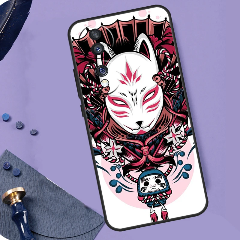 Japanese Kitsune Fox Mask Phone Case For Honor 90 Lite 70 50