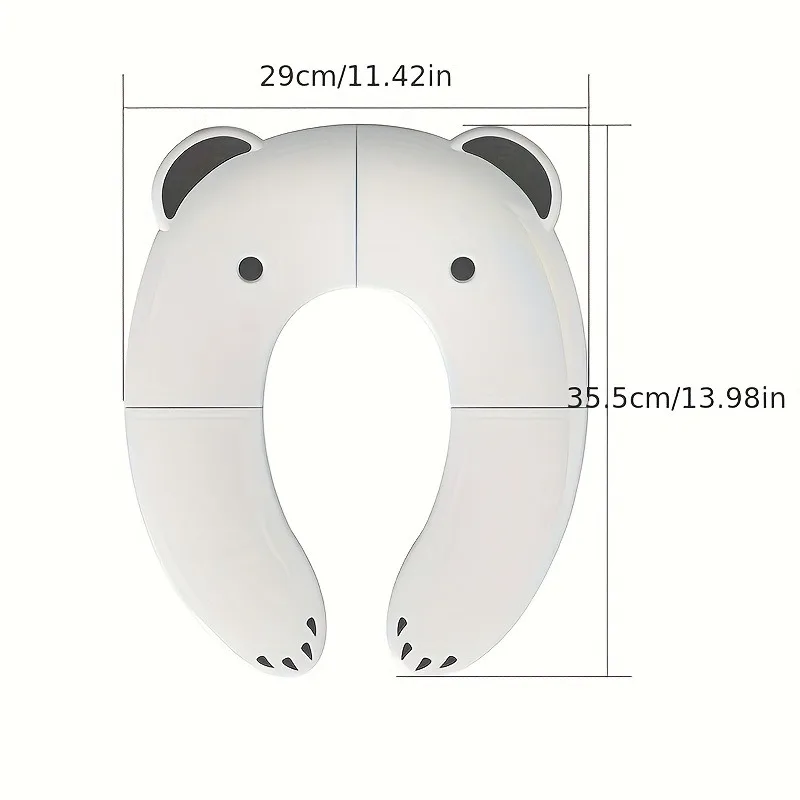 1pcs Bear Design Foldable Travel Potty Seat for Kids Portable Toilet Training Seat with Non-Slip soft glue Pad PP Material