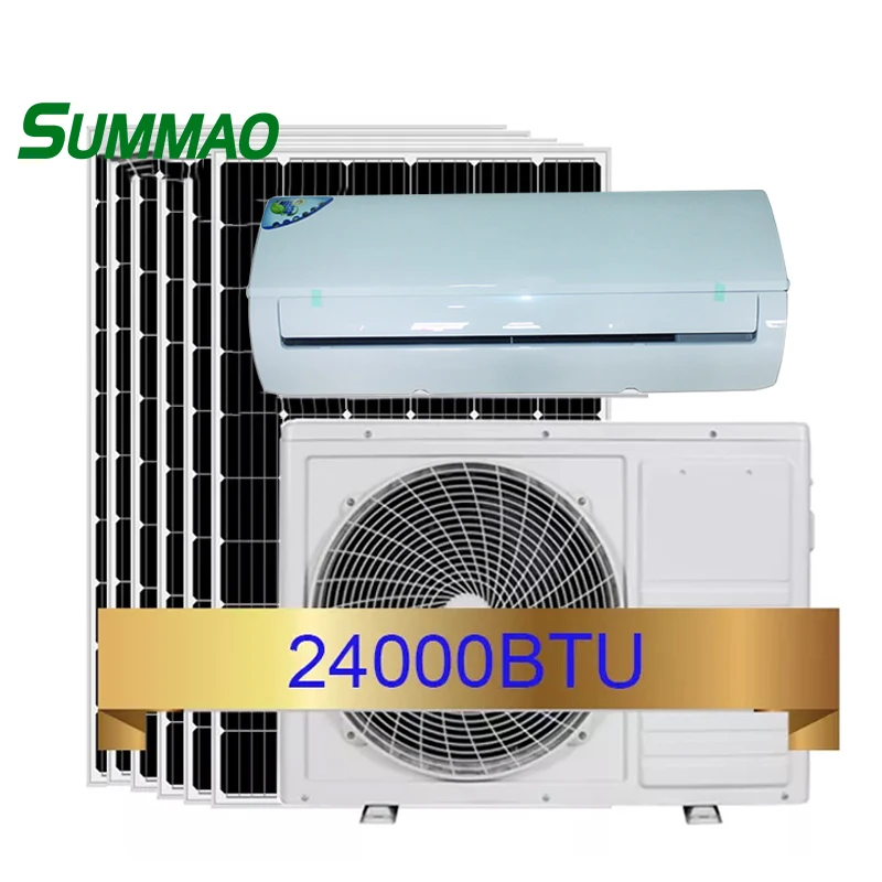 Solar Air Conditioner System 9000 12000 18000 24000BTU AC Cooling and Heating Hybrid Mini Split Air Conditioning for Home