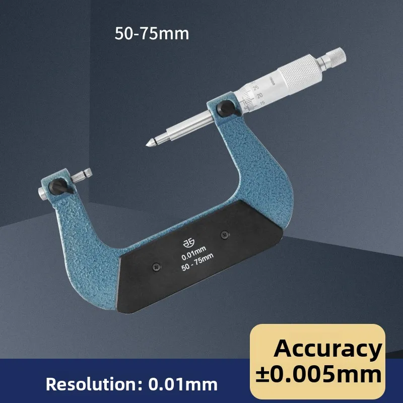 마이크로미터 외부 나사 피치 직경 측정 V팁 0.4mm 1mm 헤드 포함 0-25mm 100mm 톱니 모양 메싱 치과 각도 60 °