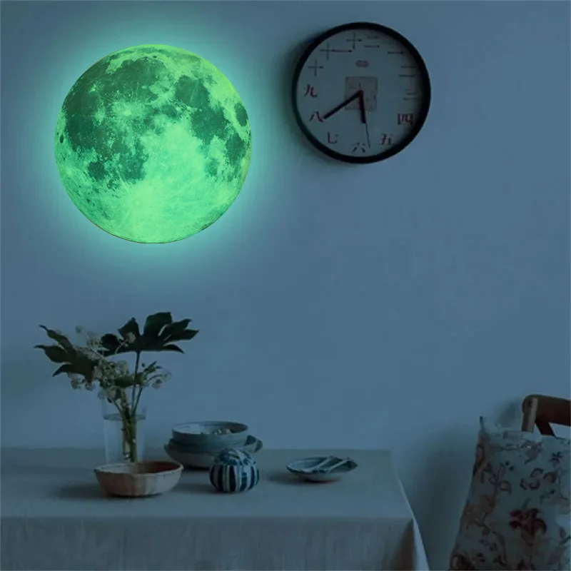 3D Luminous Moon Wall Sticker Glow in The Dark Removable Sticker For Home Decoration Kids Baby Room Space Planet DIY Decals