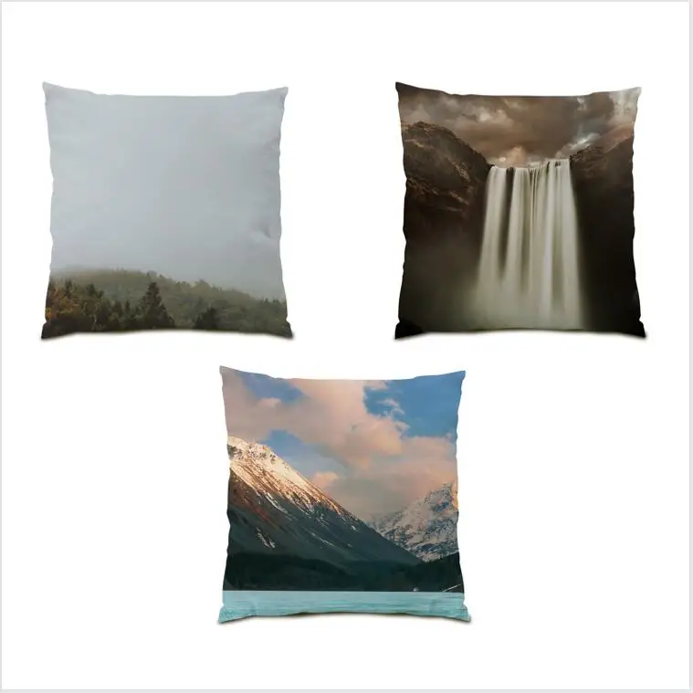 

New Pillowcase Polyester Linen Cushion Cover 45x45 Comfortable Nature Landscape Home Decoration Funny Velvet Decor Vintage E1110