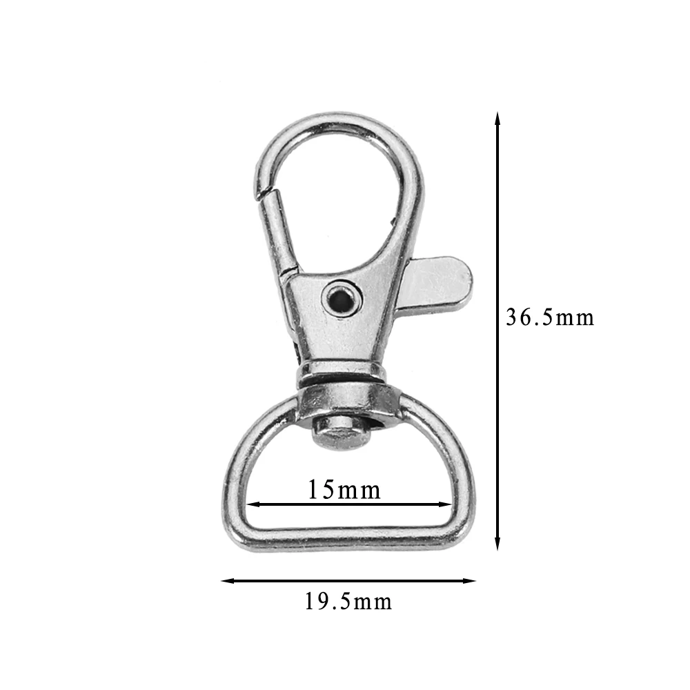 100Pcs Swivel Clasps D Rings Alloy Metal Snap Hooks Clip Hook for Keychain Bag Key Ring Jewelry Making Crafting Sewing Wholesale