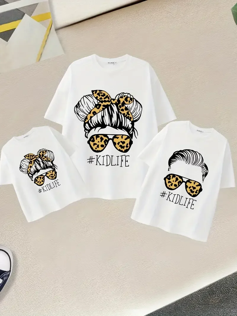 New Mother Father Kids Family Matching Outfits White Short Sleeve Mother Father and Daughter Clothes Family Look Summer Tshirts