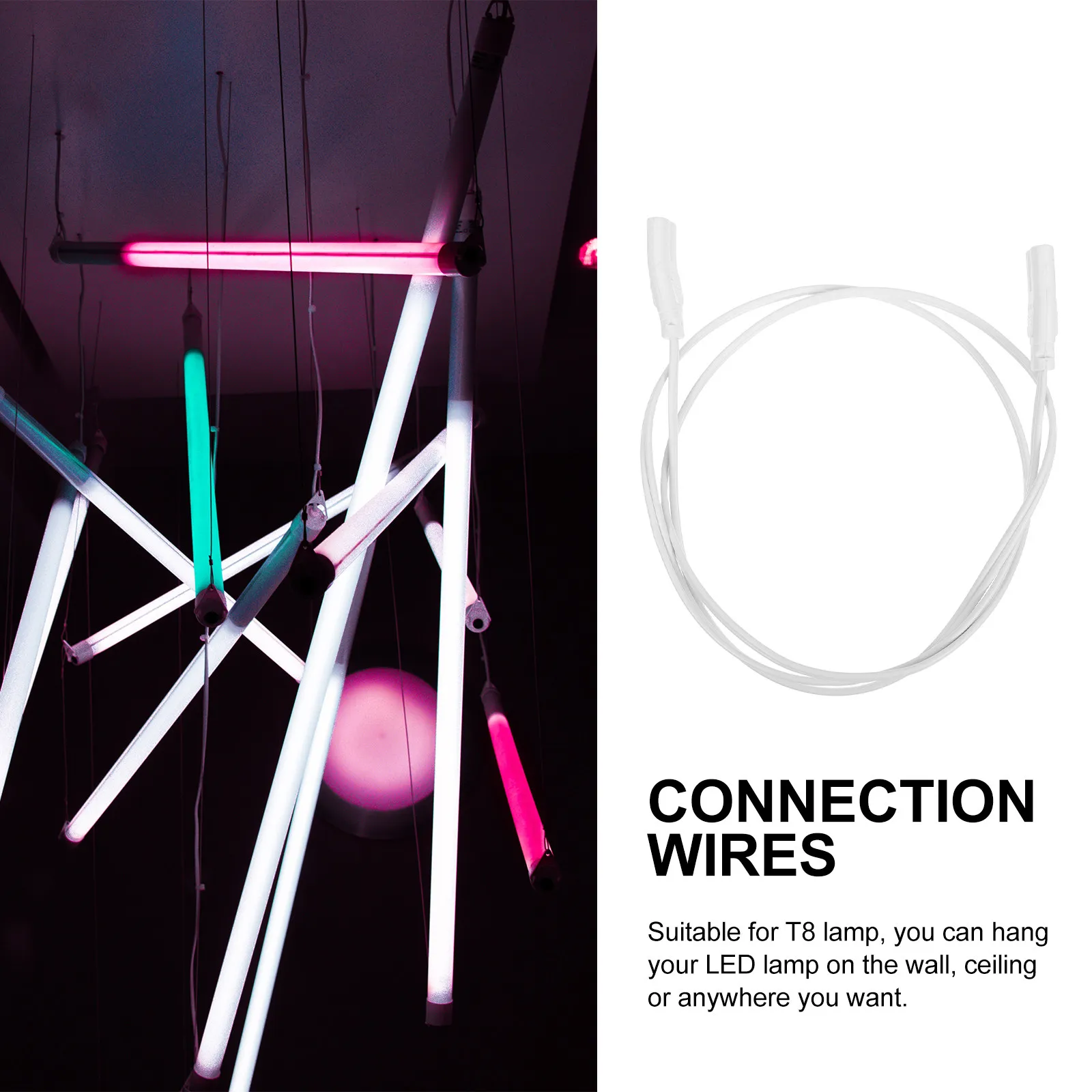 10Pcs T5 T8 LED 튜브 연장 케이블 더블 엔드 전원 커넥터 와이어 3.3ft 연결 가능한 램프 와이어 차고 사무실 조명 설치용