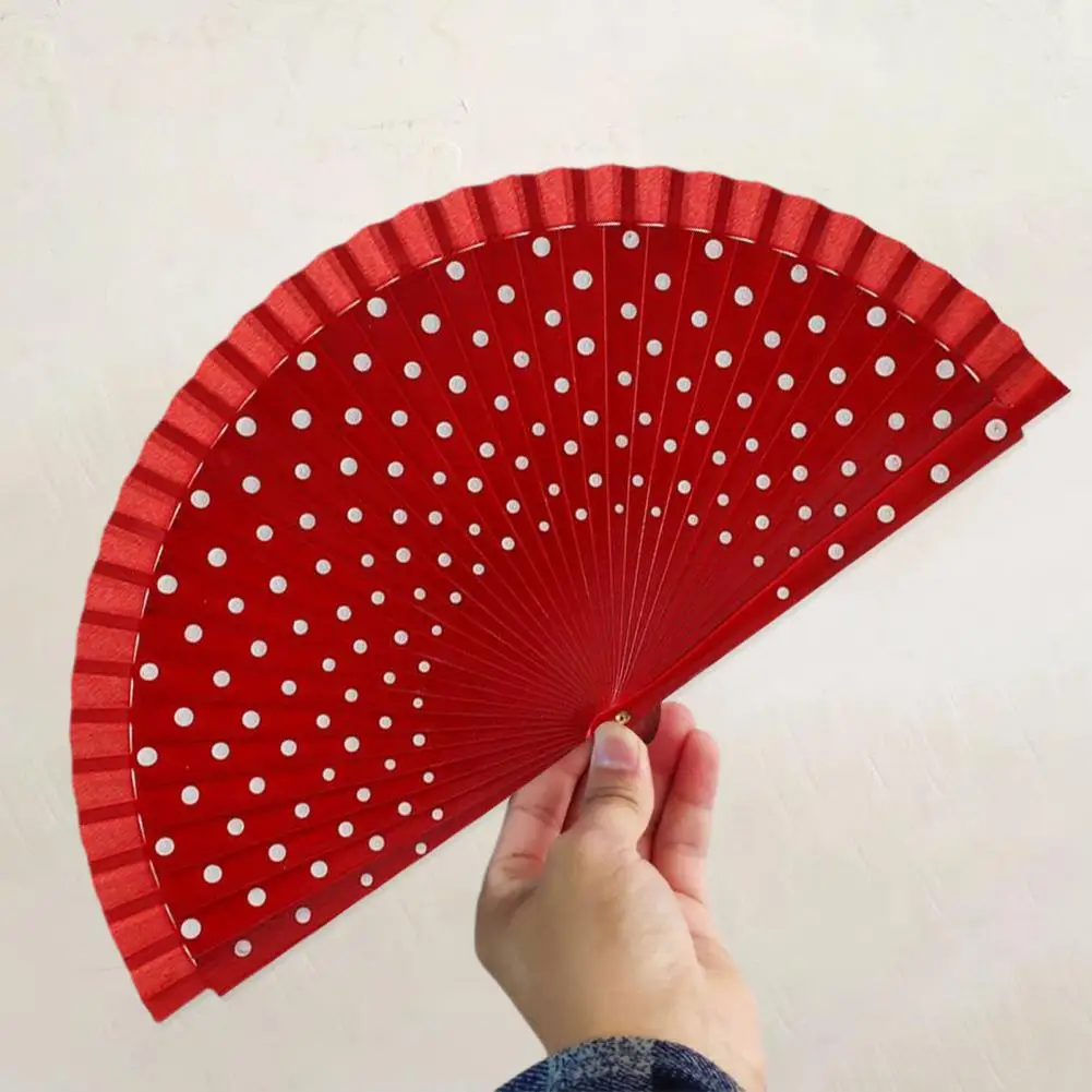 Folding Fan Double sided Beautiful Spain Style Hand painted Antiquity Decoration Multicolor Dot Print Dancing Fan Home Supply folding fan hand fan