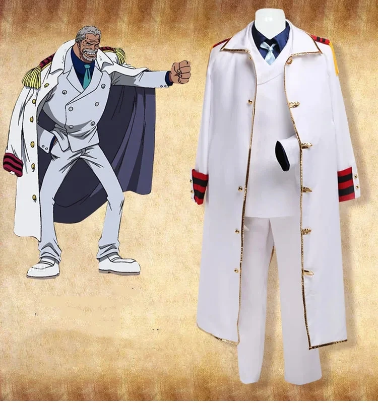 

Anime Monkey D Garp Cosplay Full Set Cloak Coat Pants Adult Halloween Party Costume Performance Uniform Custom Admiral's Cloak