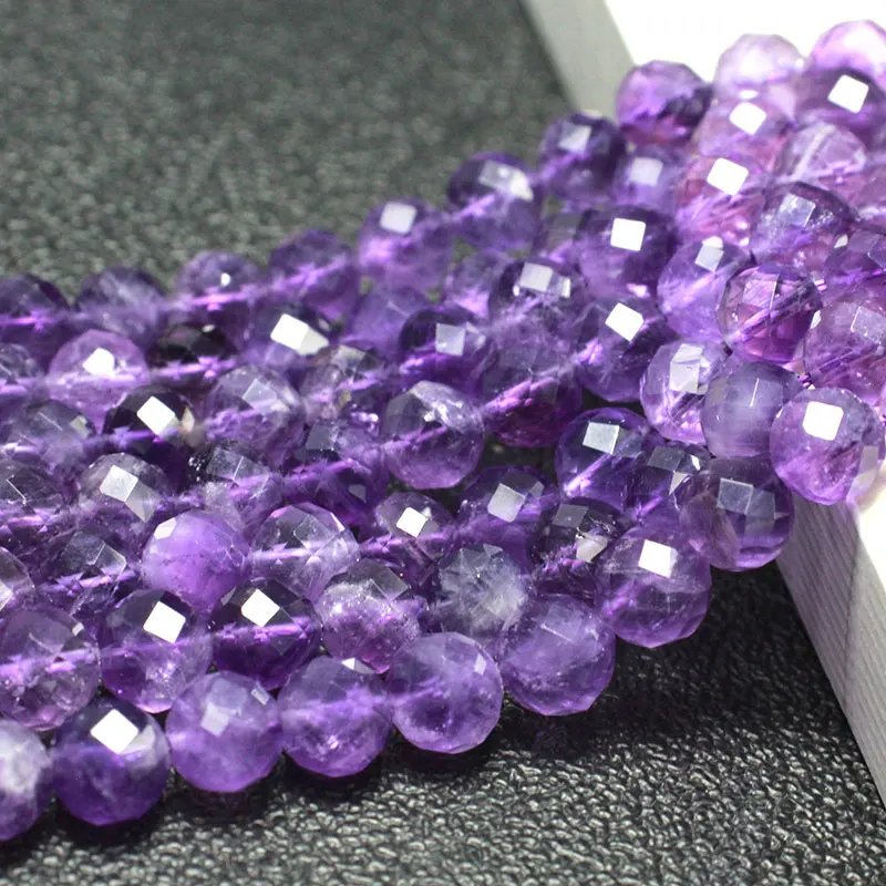 Loose gemstone beads Natural Stone Faceted Amethyst 6/8/10MM for jewelry making