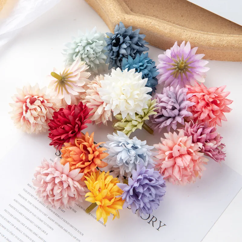 

10PCS Artificial Silk Chrysanthemum Simulation Flower Head For DIY Decorative Scrapbooking Wedding Garden Home Decoration