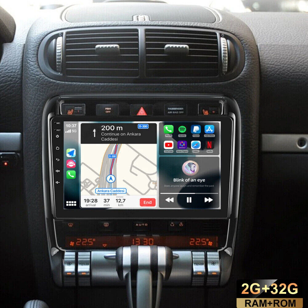 2 DIN Android 13.0 2+32G Car audio player for Porsche Cayenne 9PA 955 957 2002-2010 9" Touch screen with auto Wireless Carplay