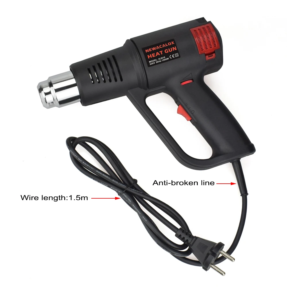 1500W Hot Air Gun EU 220V 50-550℃ Variable Temperature Heat Gun with 4PC Nozzles for Removing Paint Shrinking PVC Power Tool 4