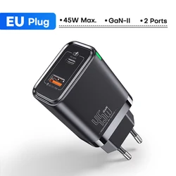 QOOVI GaN 45W USB Type C Fast Charging Wall Charger with PD QC3.0 Technology - 45W EU Plug