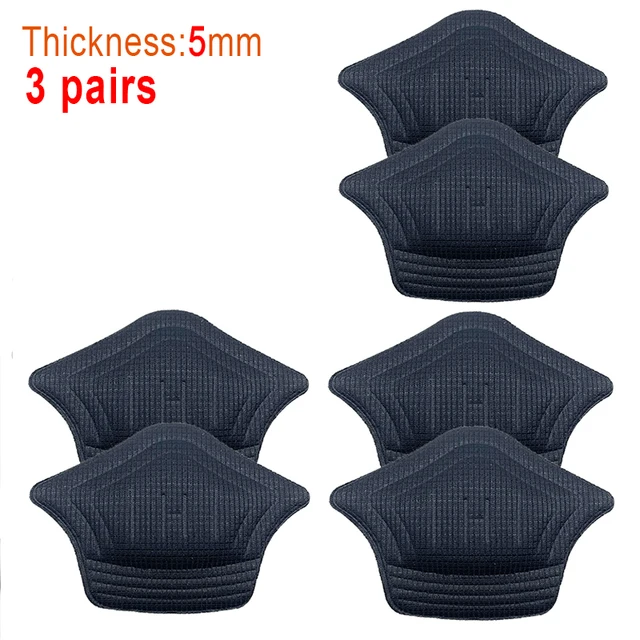 3pair/6pcs Insoles Patch Heel Pads for Sport Shoes Back Sticker Adjustable Size Antiwear Feet Pad Cushion Insert Insole Black-5mm