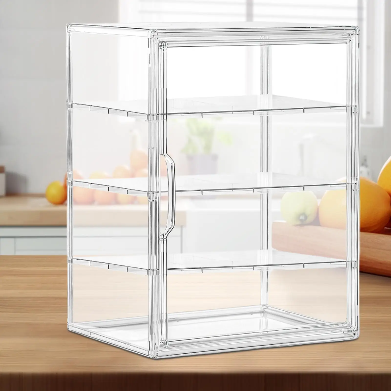 Clear Bakery Food Display Case 4-Tier Dessert Display Case Bread Box Acrylic Storage Organizer Holder for Pastry Dough Muffin