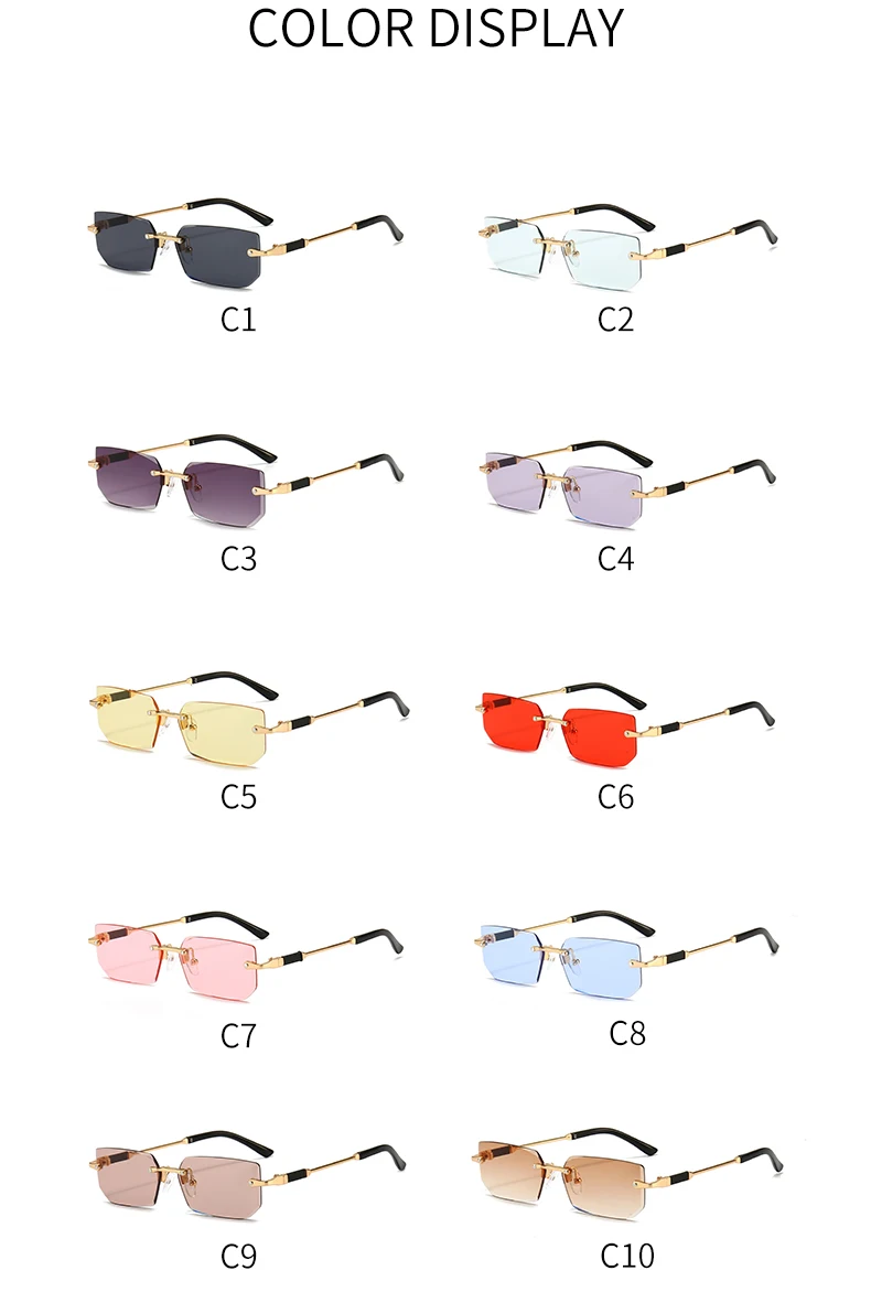 2022 New Fashion Brand Design Vintage Rimless Sunglasses Women Men Retro Cutting Lens Gradient Sun Glasses Eyewear Female UV400 ladies sunglasses